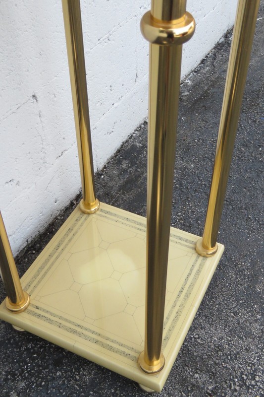 Vintage Stone and Brass Finish Flower Statue Stand Pedestal Table 4907 gallery