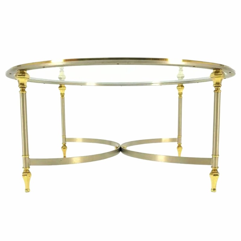 Exquisite Italian Mid Century Modern Round Chrome Brass Glass Top Coffee Table gallery
