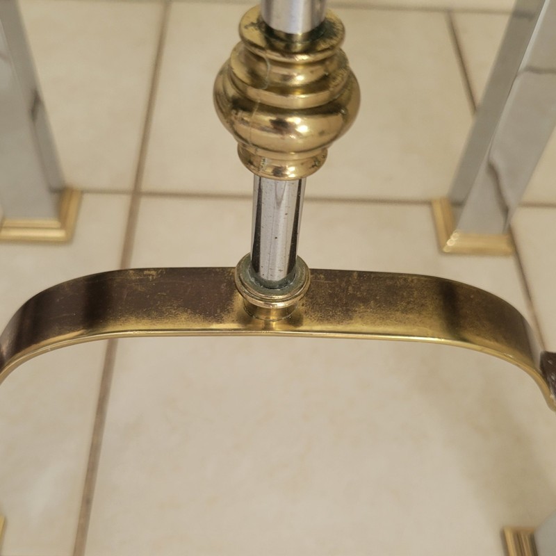 Vntg Mastercraft Style Chrome Brass Glass End Table Hollywood Regency MCM Side gallery