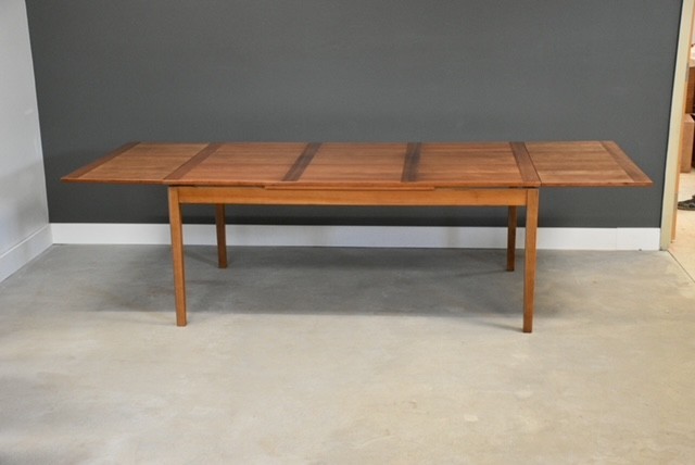 Refinished 72”-111” Danish Modern Cherry Draw Leaf Dining Table gallery