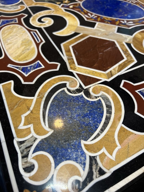 Italian Marble Pietra Dura Center Table – Intricately Inlaid Stone Top gallery