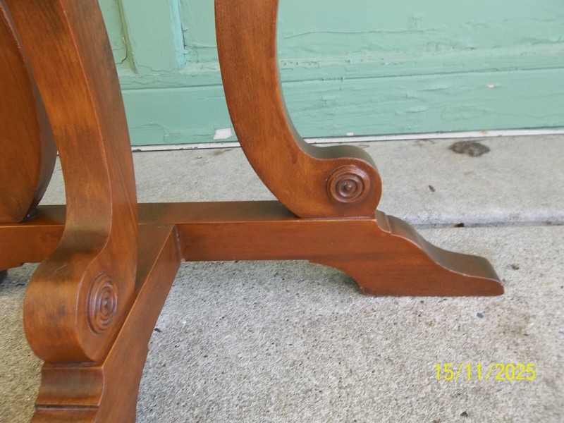 Beautiful Vintage Antique Mahogany 3 Legged Demilune Console Table gallery
