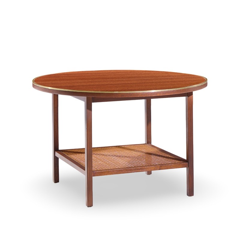 Paul McCobb for Calvin Mid Century Walnut and Cane Coffee Table
