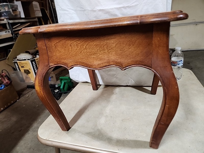 ANTIQUE FRENCH PROVENCIAL CARVED SIDE/END TABLE OLD CURVED LEGS VTG SOLID WOOD gallery
