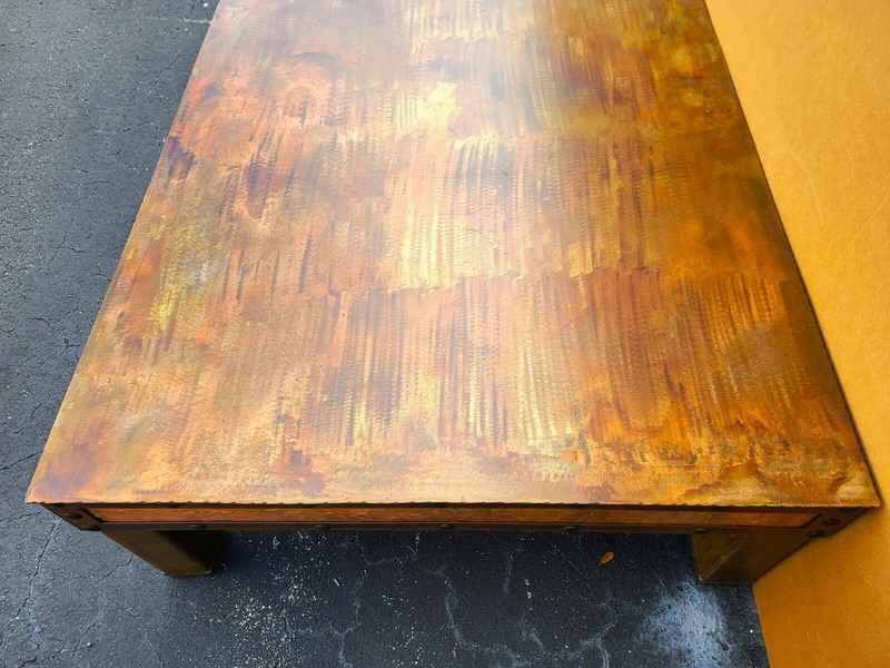 Huge Copper Coffee Cocktail Table 73" x 49" gallery