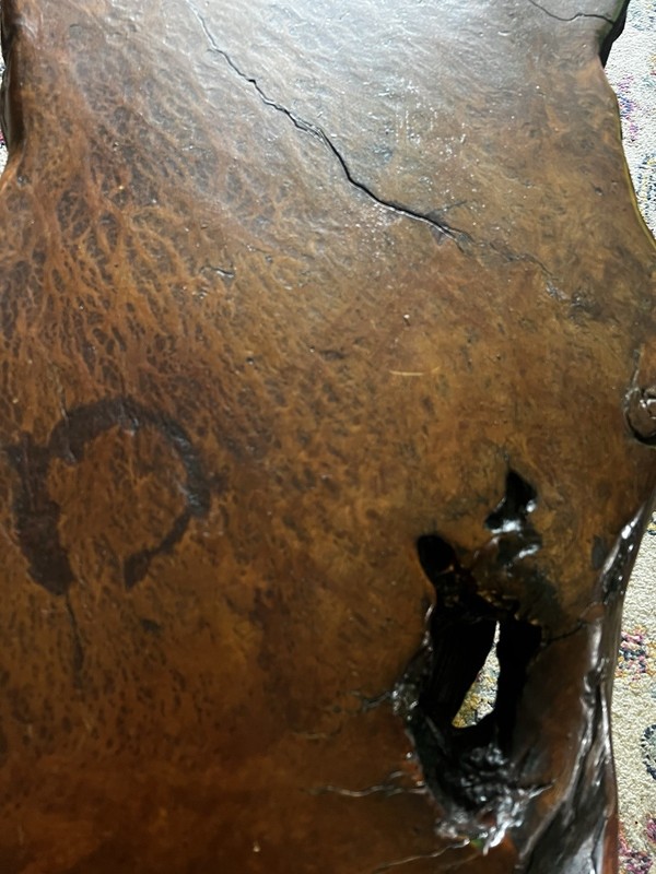 Vintage California Redwood Burl Live Edge Coffee Table – Sculptural Slab Rustic gallery