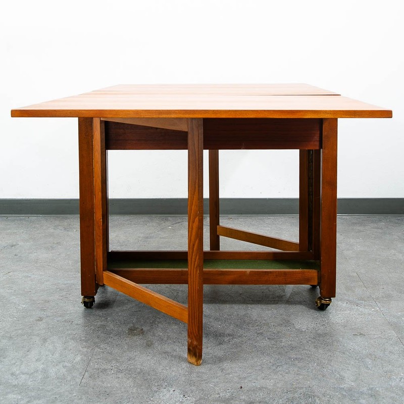 Mid Century Danish Modern Dining Table Drop Leaf Gate Leg Folding Teak MCM gallery