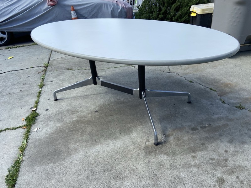 Vintage Herman Miller Aluminum Segmented Base Oval Steelcase Top Table gallery