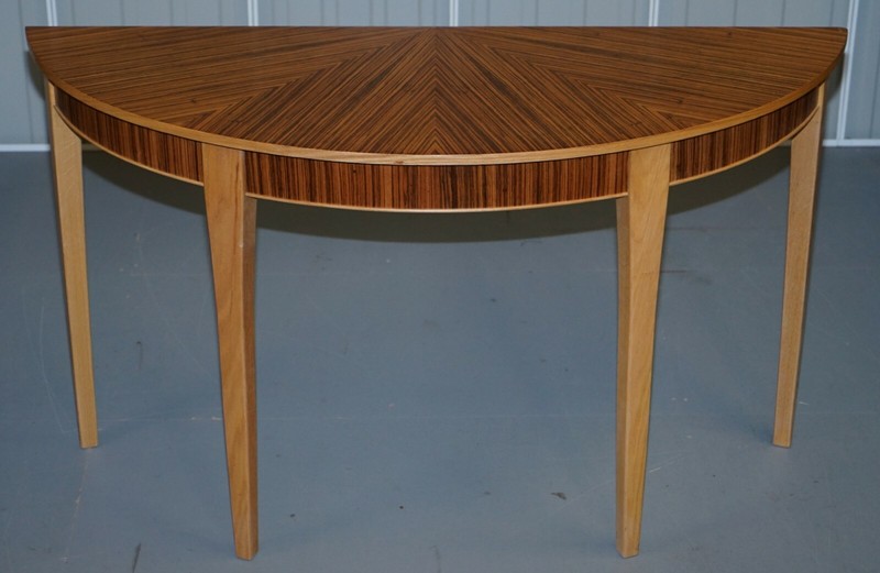 BRAND NEW EX DISPLAY BEVAN FUNNELL PHOENIX ZEBRANO WOOD DEMI LUNE CONSOLE TABLE gallery
