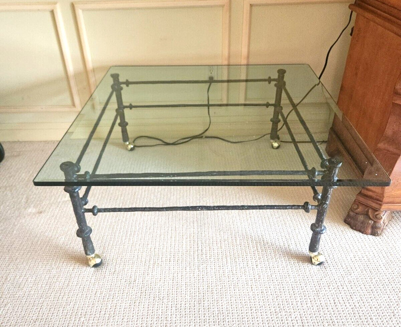 1970’s Wrought Iron Giacometti Style Coffee Table
