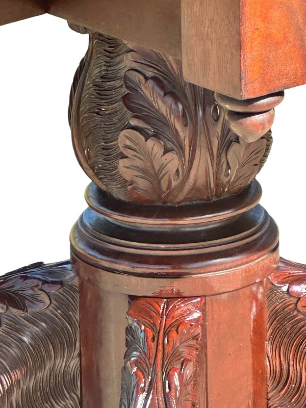 Antique Federal New York Duncan Phyfe Mahogany Breakfast Table on Carved Base gallery