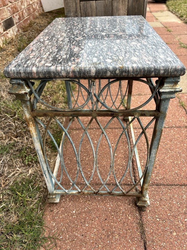Antique Wrought Iron And Marble Small Side Table gallery