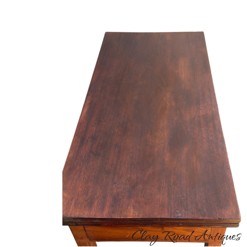 antique federal walnut inlaid card game console table 1810 Pa 1 drawer gallery