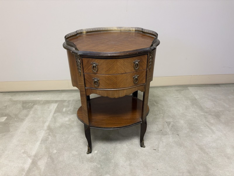 Vintage Louis XIV Style Occasional Table With Brass Gallery