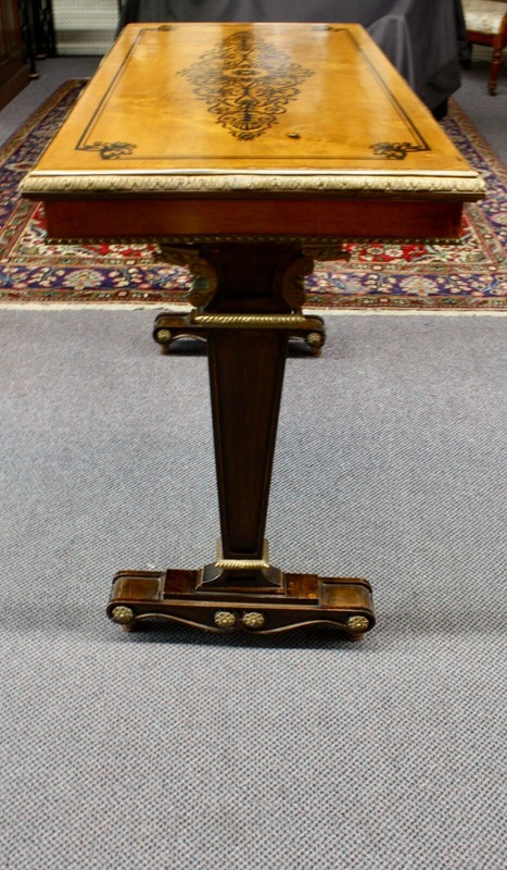 French Satinwood Table: Console, Foyer, Library, Sofa. Marquetry Inlay. 1940s gallery