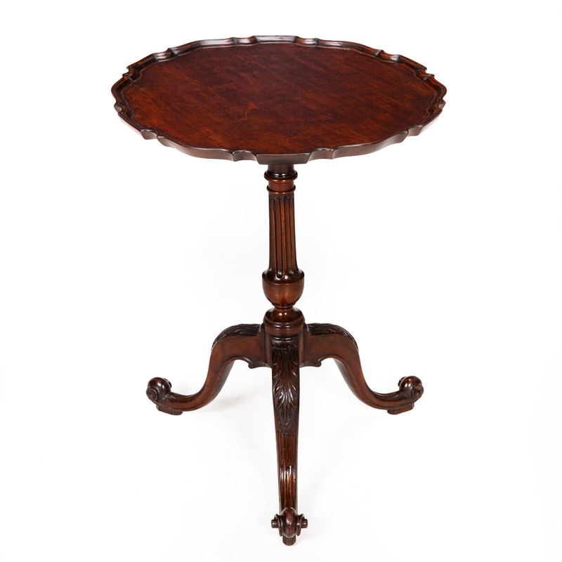 Fine English Chippendale Antique Carved Mahogany Pie Crust Table ca. 1760 gallery