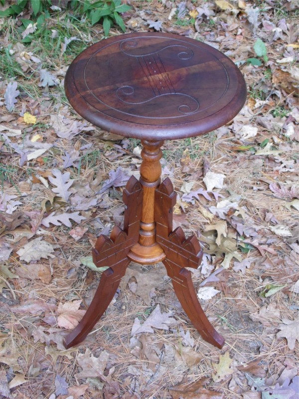 Antique Walnut Victorian Eastlake Occasional Table Gothic Plant Stand Bust Stand gallery