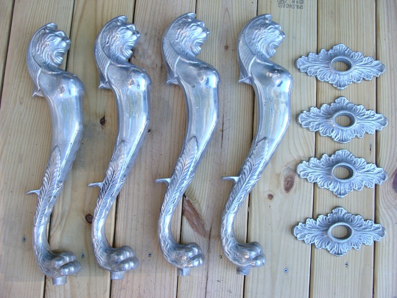 vintage art deco 1900s aluminum seahorse grotesque fish tank stand table legs