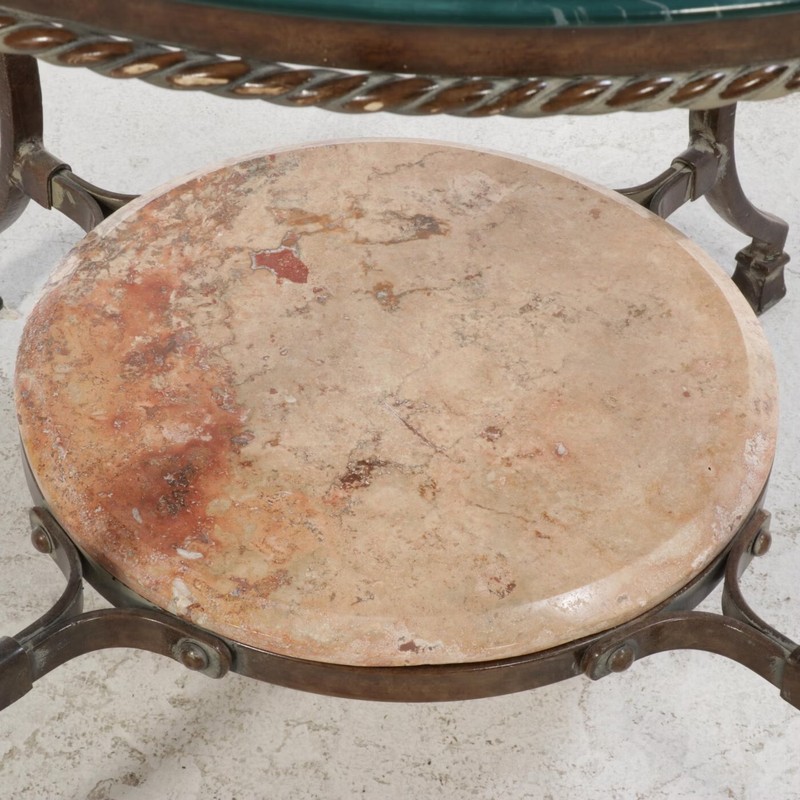 Scrolled Leg Metal Cocktail with Glass Top Side Table Marble Stone French gallery
