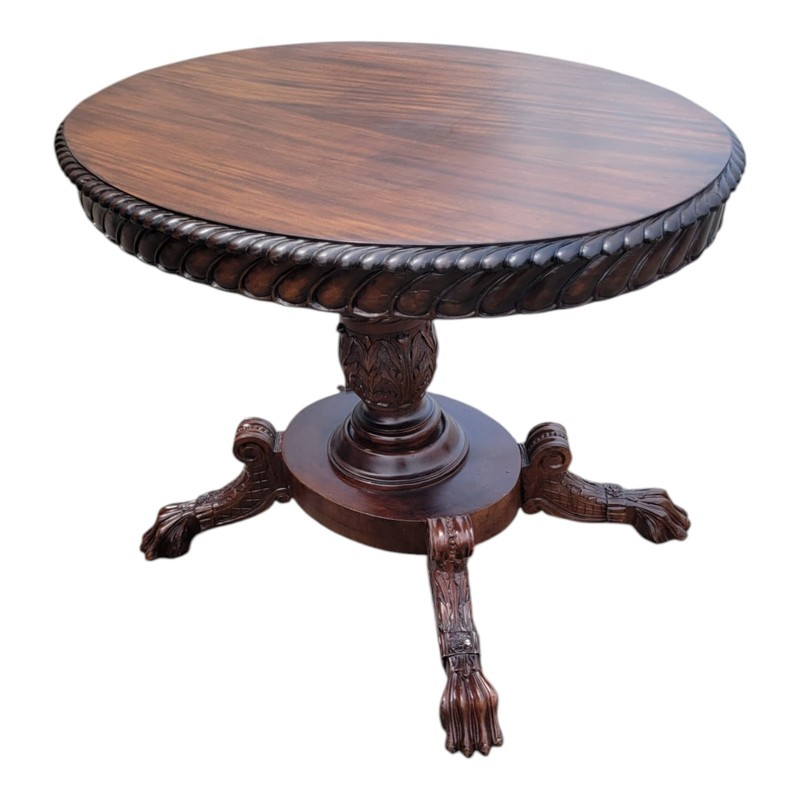 19th C Victorian Mahogany Oval Center Table, Fine Carved, Rare Antique