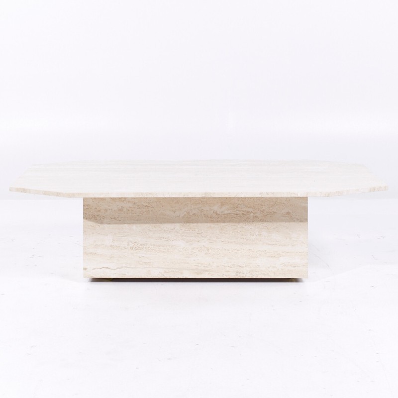 Mid Century Octagonal Travertine Coffee Table gallery