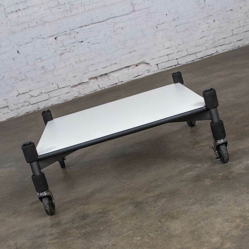 Post-Modern White Laminate & Metal Low Coffee Table or End Table on Casters gallery