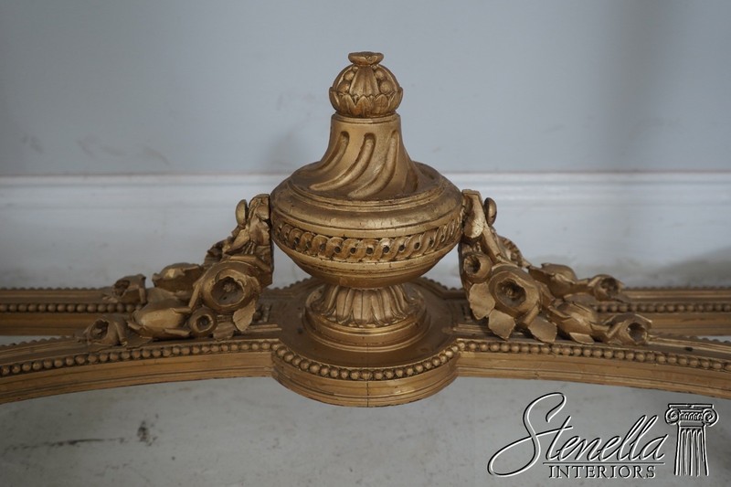 L64447: Vintage French Louis XVI Marble Top Gold Console Table w. Mirror gallery