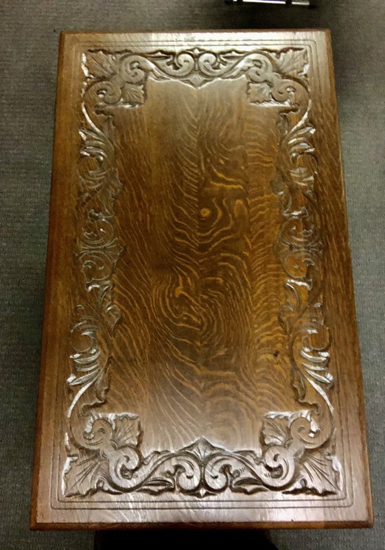 VICTORIAN HORNER GRIFFIN LIBRARY PARTNERS TABLE C.1880, QUARTER SAWN TIGER OAK gallery