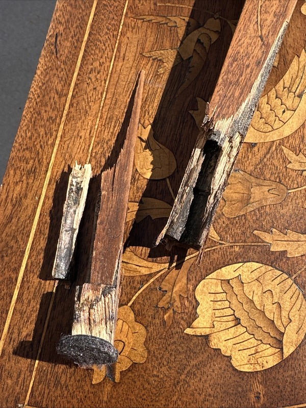 Antique Dutch Marquetry Inlay Flip Top Demilune Console Game Table DAMAGED gallery