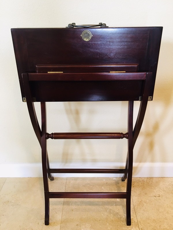 Folding Travel Mahogany Coaching Table Bombay Calvary Polo Club Heritage Decor