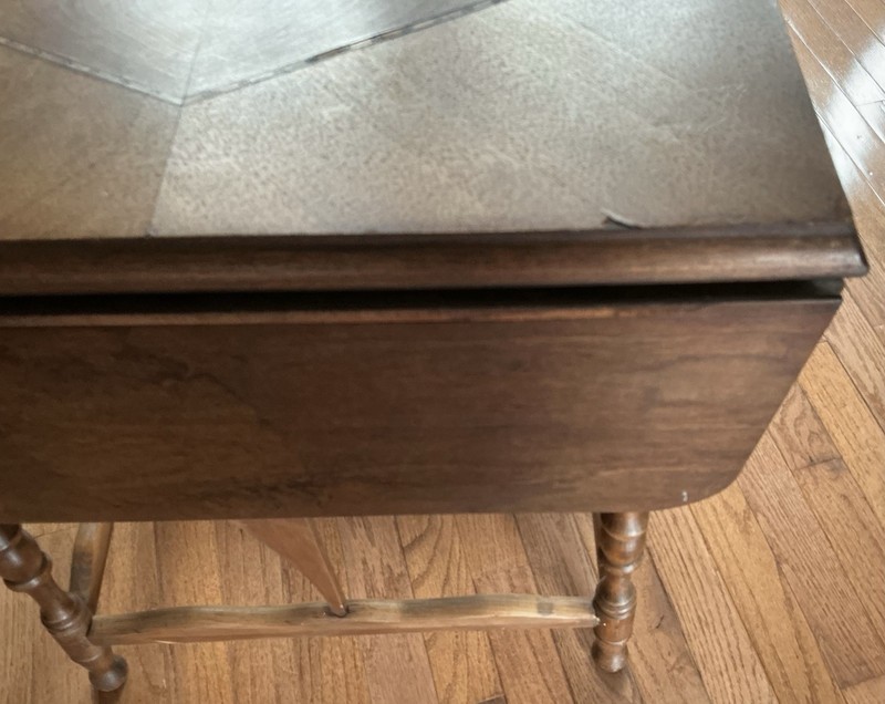 Vintage Solid Wood Drop Leaf Side Table With Diamond Shape Inlay gallery