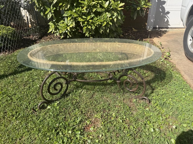 glass top coffee table vintage