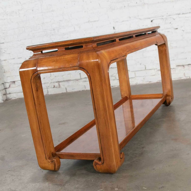 Chinoiserie Chow Leg Ming Style Sofa Console Table Attributed to Schnadig Furn. gallery