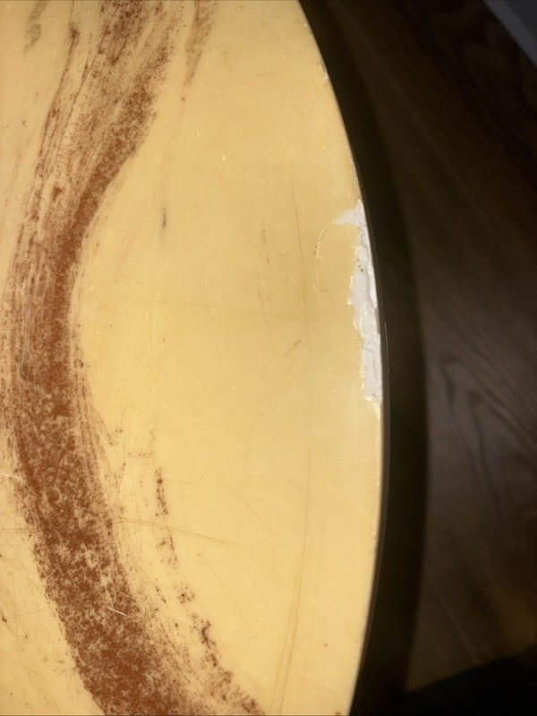 Vintage Mid-Century Modern Round Coffee Table Walnut Base Marble Top 24” gallery