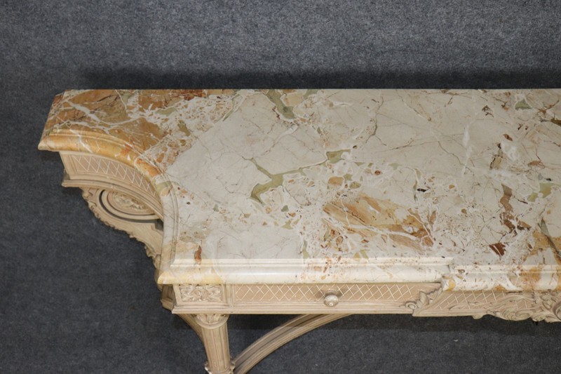 Signed Maison Jansen Marble Top Directoire Console Table with Certification gallery
