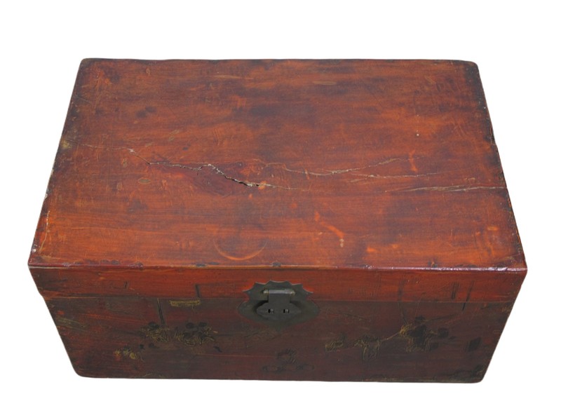Red 27" Inch Long Antique Accent Trunk Table gallery