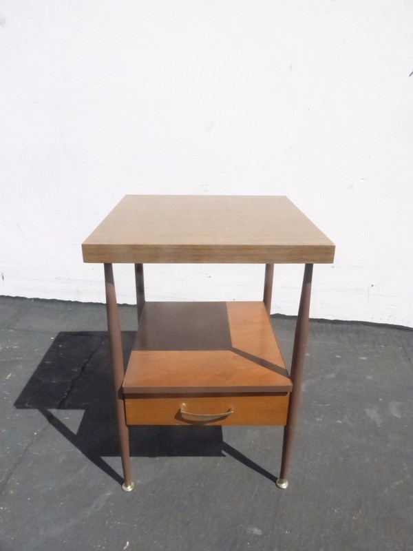 Vintage Danish Mid Century Modern Two Tier Side End Table use as Nightstand gallery