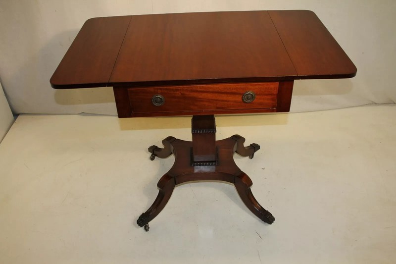 Regency Style Mahogany Pembroke Side End Table on Casters