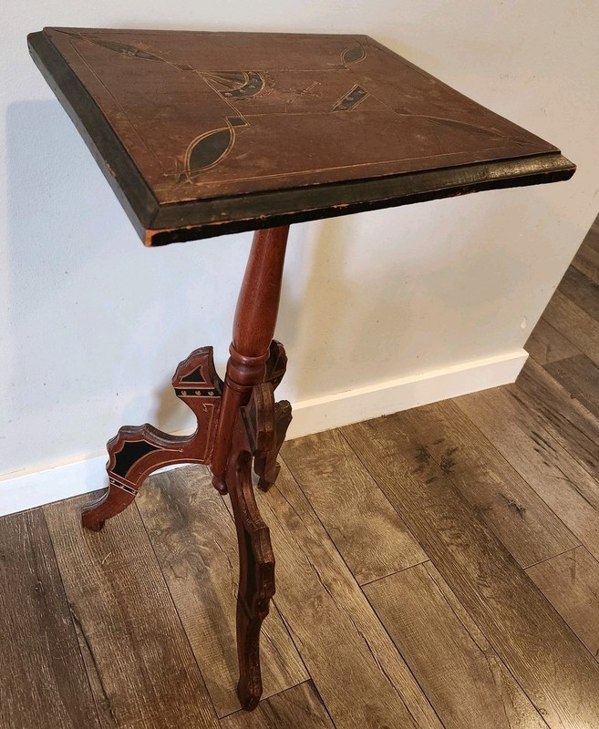 Aesthetic Movement Antique Carved Walnut Eastlake Inlaid Parlor Pedestal Table gallery