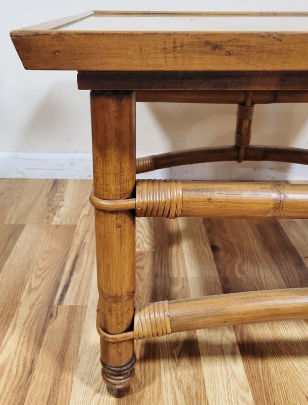 Vintage Mid-Century MODERN BAMBOO Style COFFEE TABLE John Wisner for FICKS REED gallery