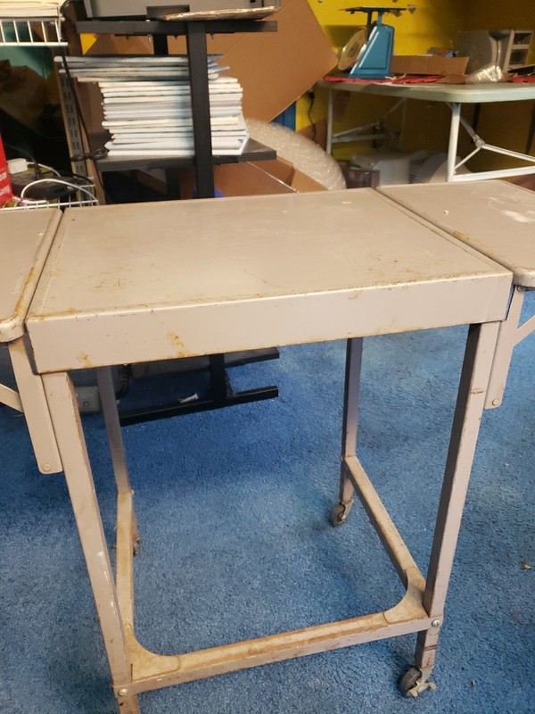INDUSTRIAL TYPEWRITER TABLE drop leaf rolling stand vintage gallery