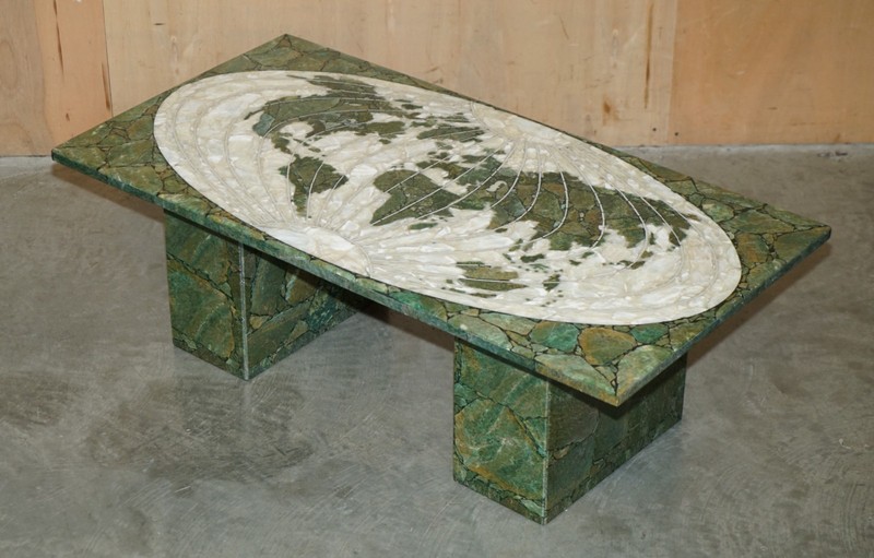 MID CENTURY MODERN 1950'S ITALIAN MARBLE & ONYX WORLD MAP COFFEE COCKTAIL TABLE gallery