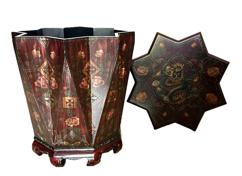 Vtg Moorish Style Octagon Star Shaped Side/Occasional Table w/Lid – Storage Box