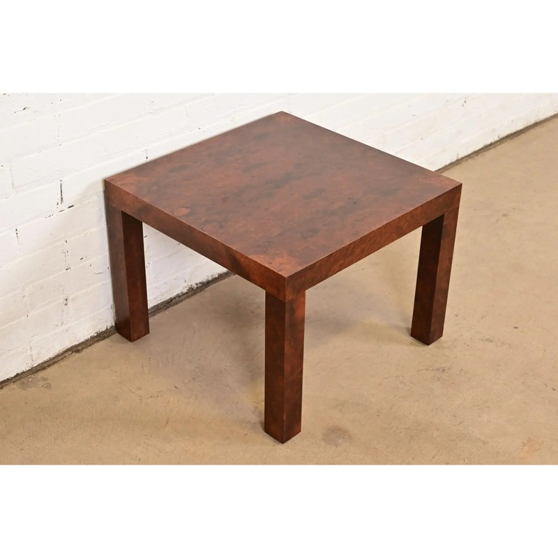 Paul Evans for Directional Mid-Century Modern Burl Wood Parsons Side Table, 1960 gallery