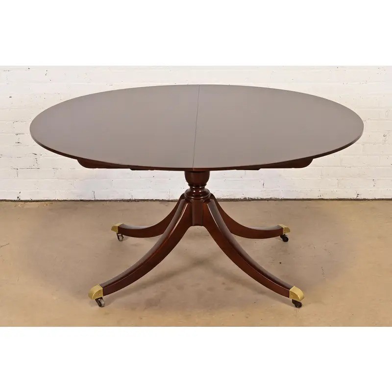 Baker Furniture Georgian Pedestal Extension Dining Table, Newly Refinished