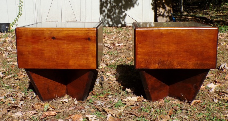 Vintage Mid Century Modern Pair Handcrafted Light Up End Tables Cocktail Tables gallery