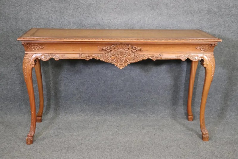 Ornately Carved Walnut Georgian Style Inlaid Server or Console Table gallery