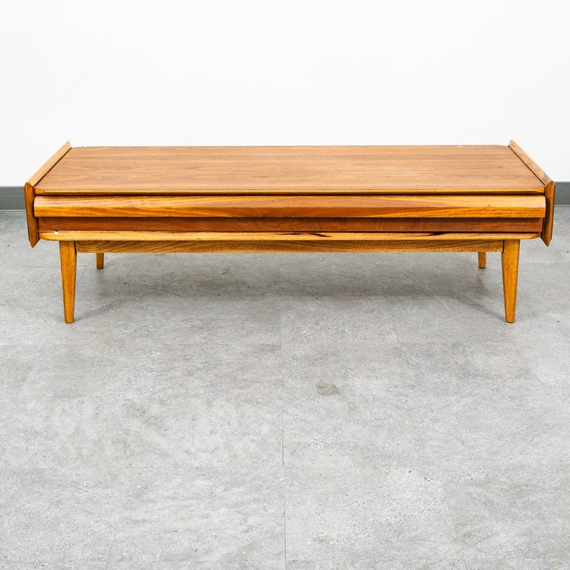 Mid Century Modern Coffee Table Lane First Edition Storage Drawer Danish Wide NM gallery
