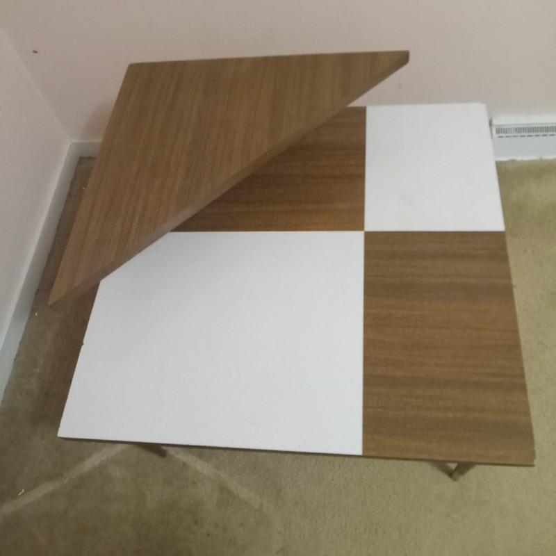 MCM Vintage Triangle & Square Cool Retro Table 2- Tone 29.5×29.5×21″H Local Only