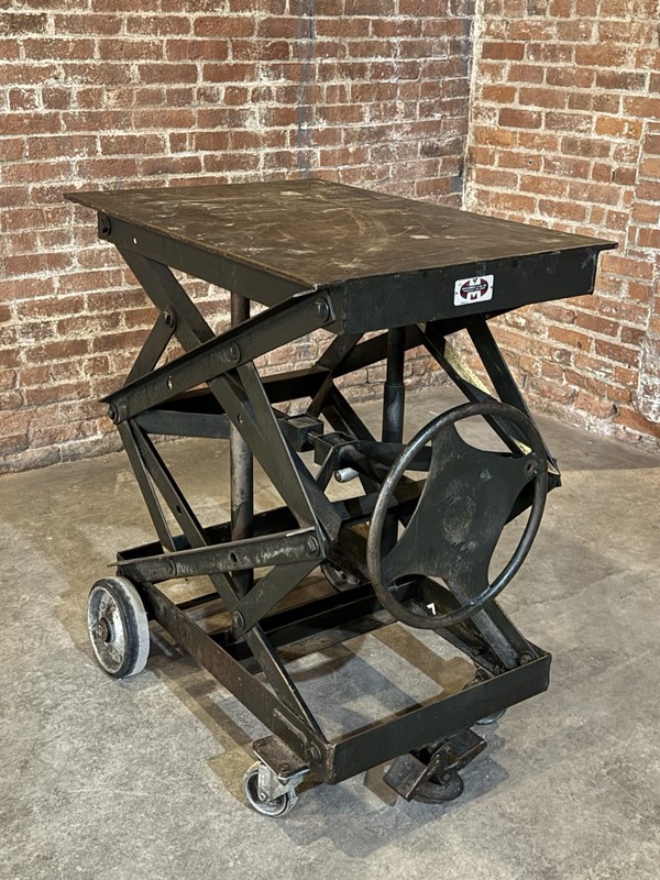VINTAGE INDUSTRIAL HI-LOW LIFT CART / PLATFORM TABLE gallery